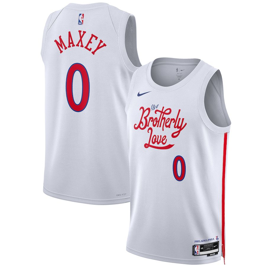 Men Philadelphia 76ers #0 Tyrese Maxey Nike White City Edition 2022-23 Swingman NBA Jersey